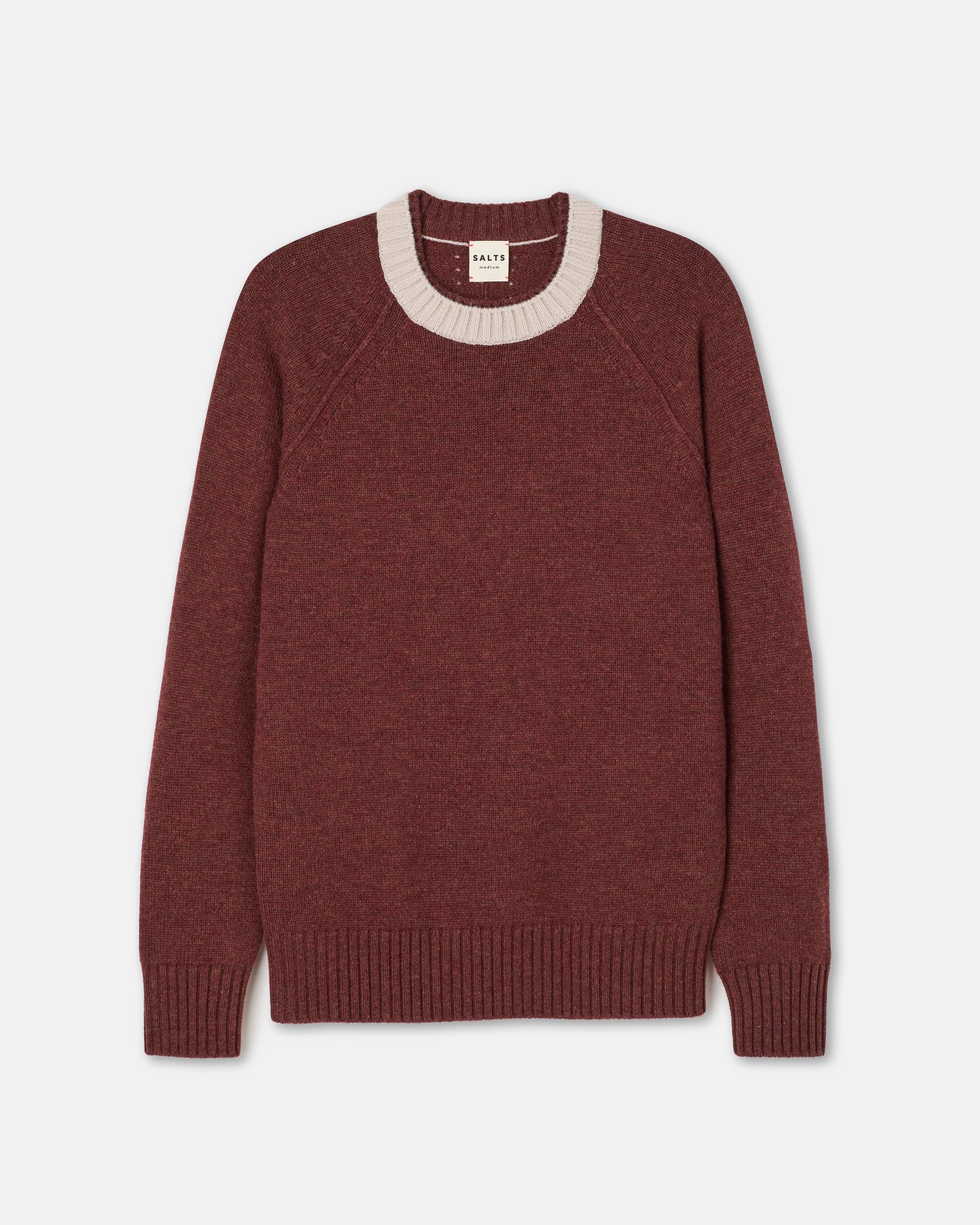 Double Neck Trim Crew Neck Sweater