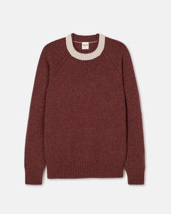 Double Neck Trim Crew Neck Sweater
