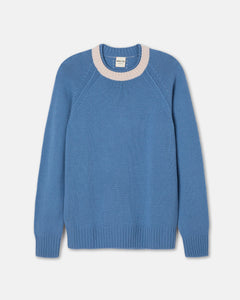Double Neck Trim Crew Neck Sweater