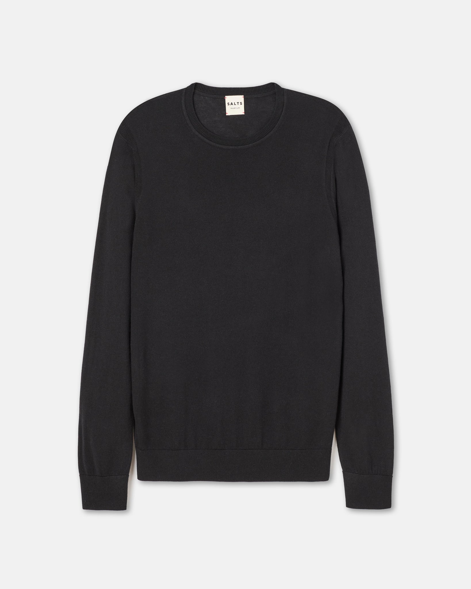 Black fine knit crew neck jumper