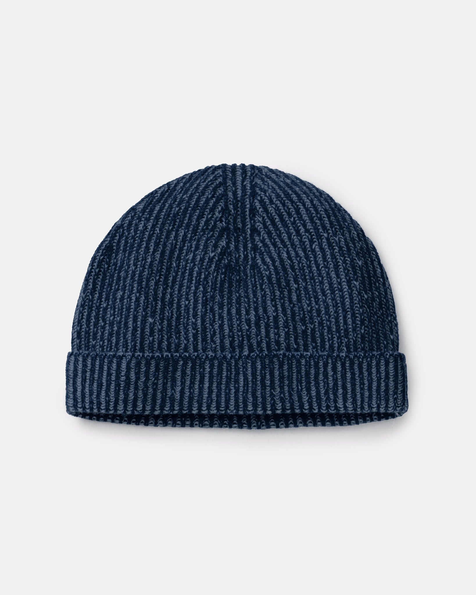Navy ribbed cashmere beanie hat