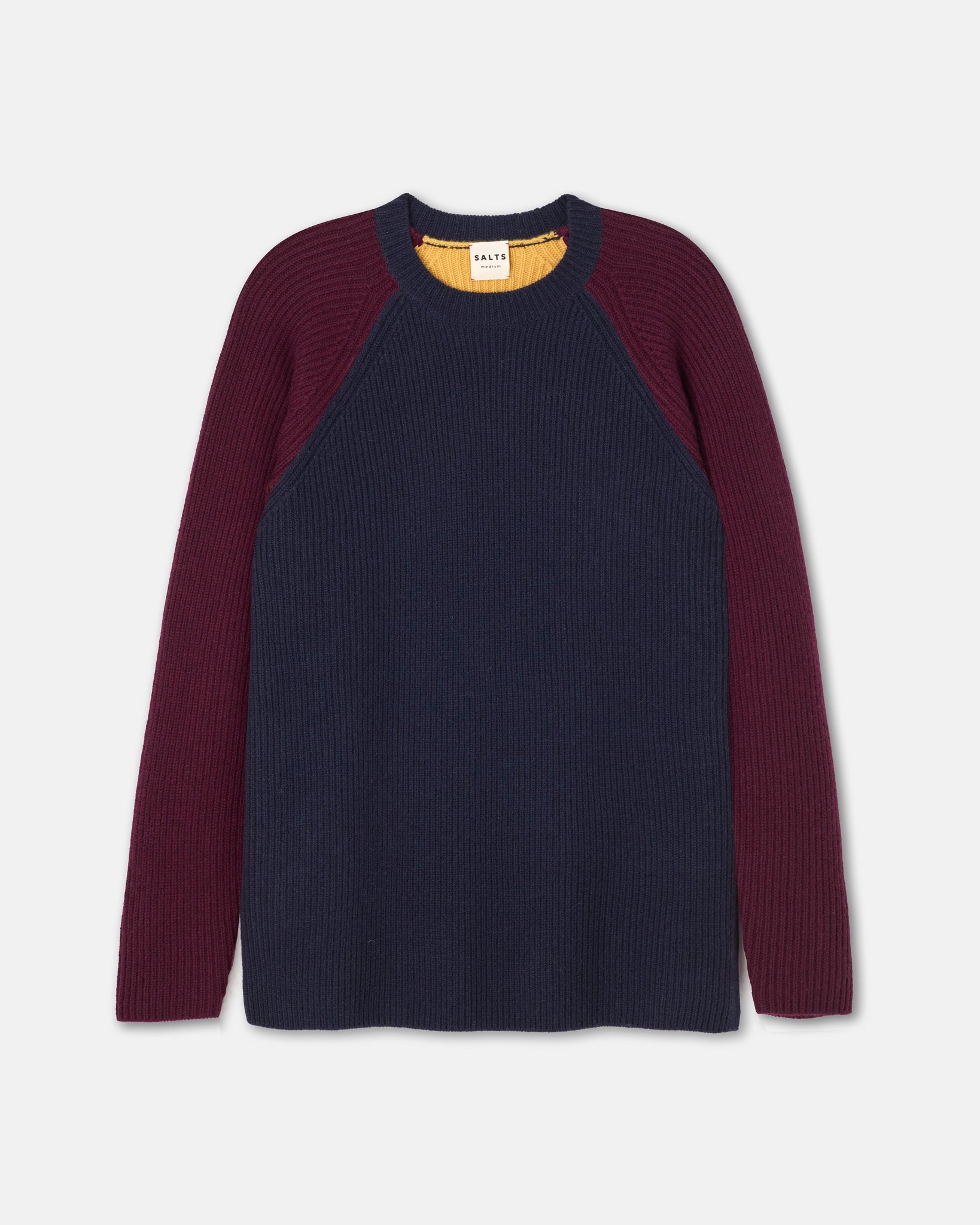 Colour Block Fishermens Rib Crew Neck Sweater