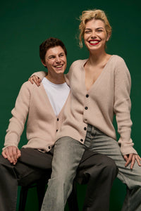 Chunky rib pink cashmere cardigans