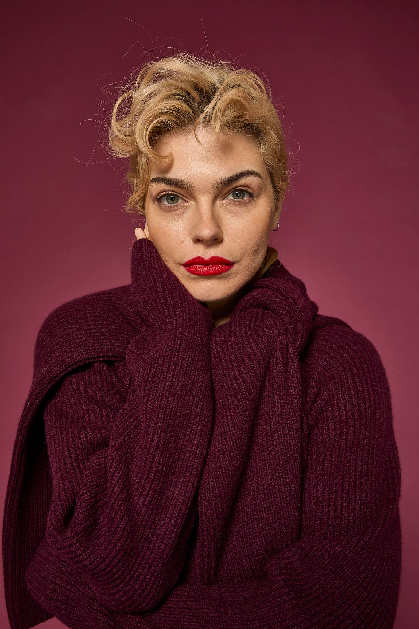 Ladies ribbed cashmere jumper