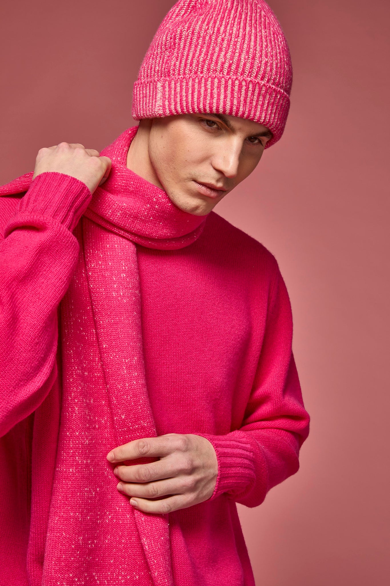 Hot Pink knitted beanie