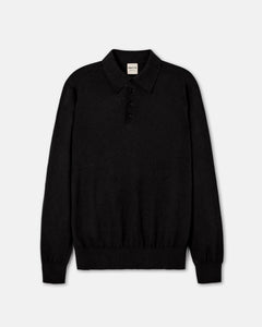 Classic black knitted smart polo shirt