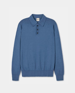 Denim Blue knitted polo shirt