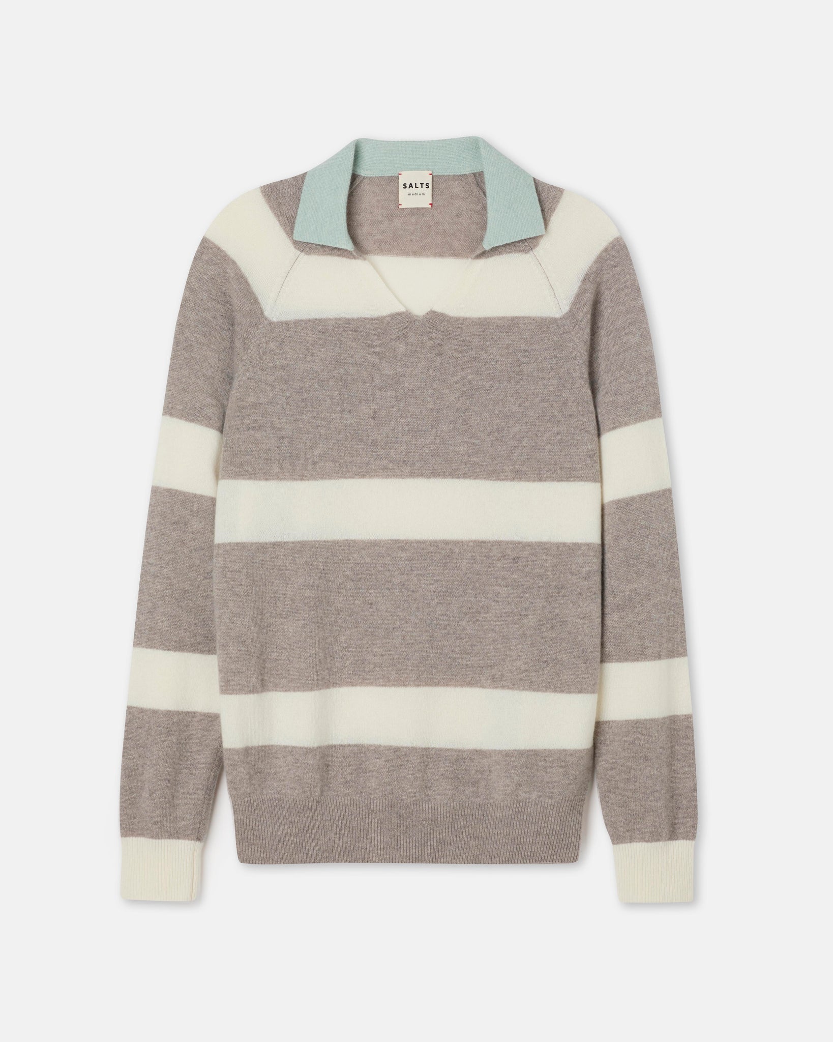 Split Neck Polo Stripe Sweater