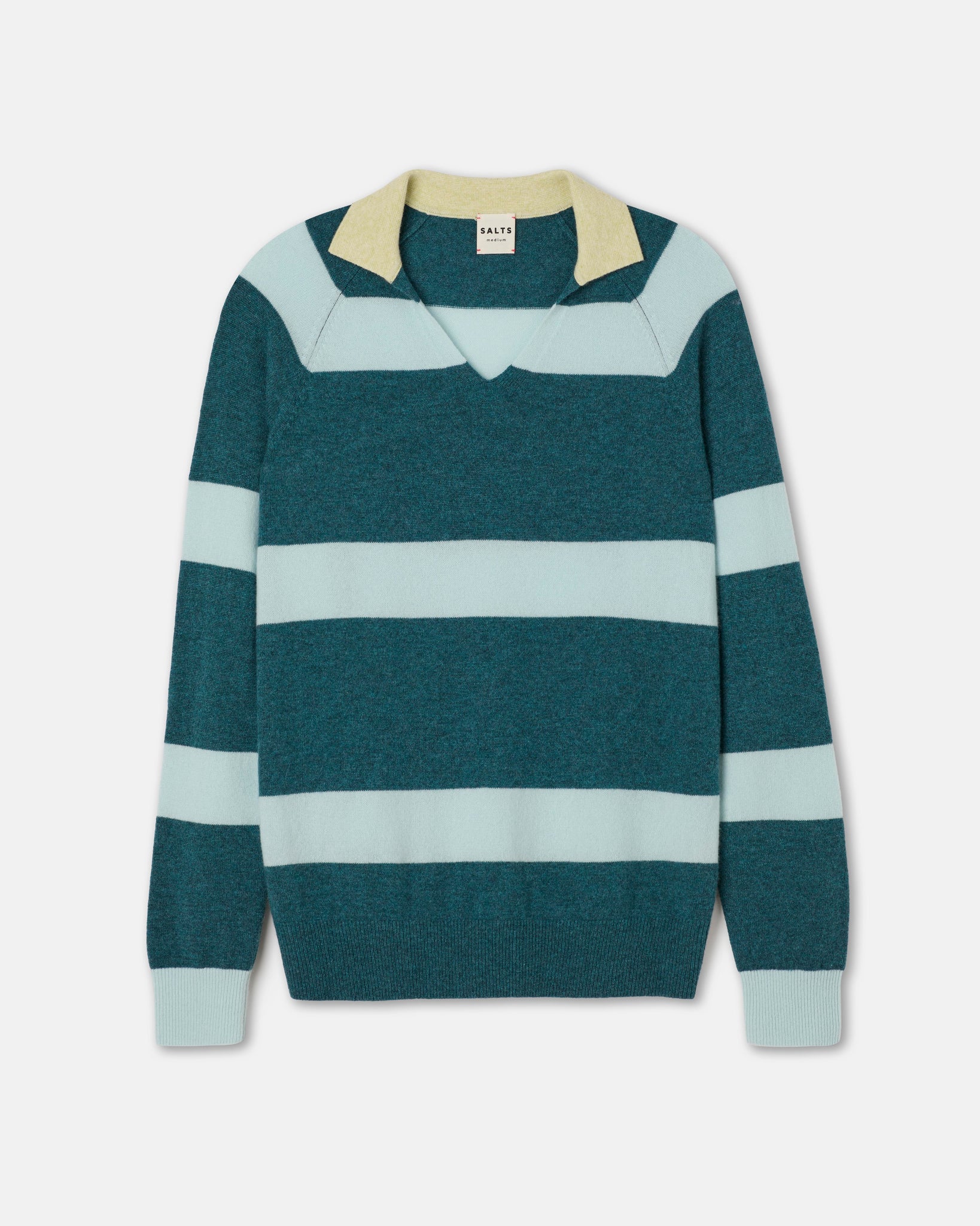 Split Neck Polo Stripe Sweater