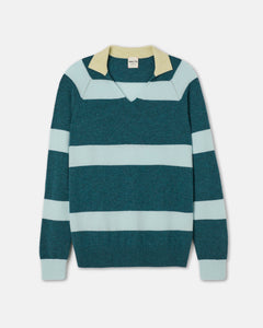 Split Neck Polo Stripe Sweater