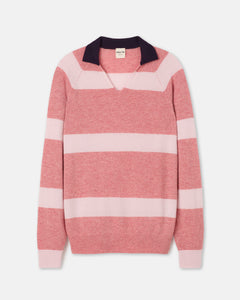 Split Neck Polo Stripe Sweater