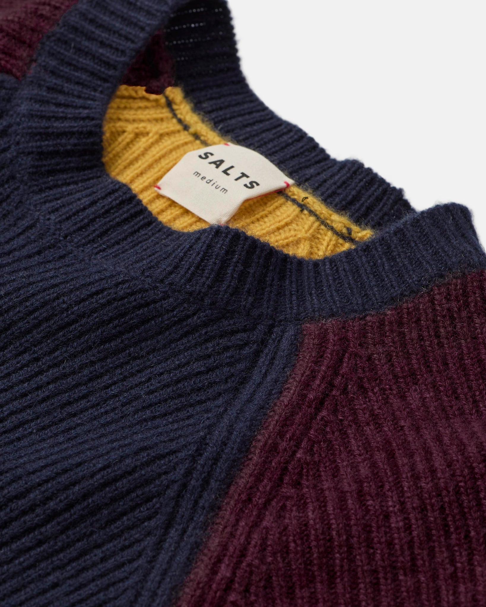 Recycled cashmere colour block crew neck sweater